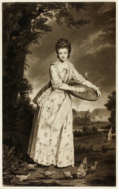 Mme Pelham nourrissant ses poules - William Dickinson