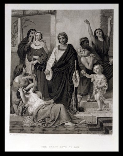 Les jours heureux de Job, gravé par H. Bourne - William Dobson