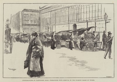 Marchands ambulants sur Farringdon Road, menacés de déplacement par le conseil de Holborn - William Douglas Almond
