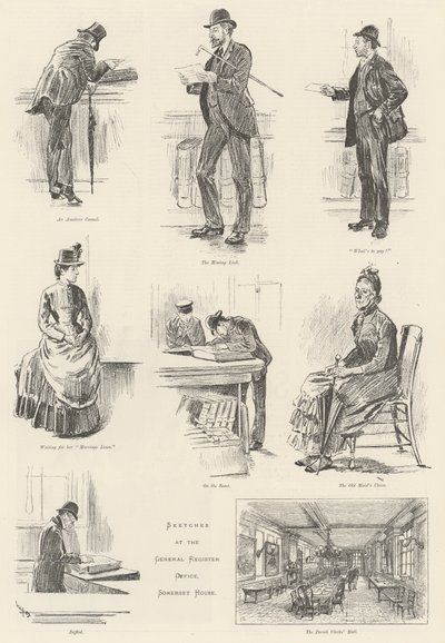 Croquis au Bureau Général des Registres, Somerset House - William Douglas Almond