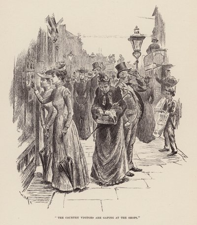 Les visiteurs de la campagne regardent les boutiques - William Douglas Almond