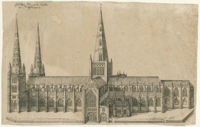 Cathédrale de Lichfield - Vue sud - William Dugdale