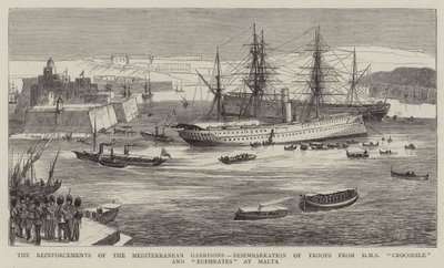 Les Renforts des Garnisons Méditerranéennes, Débarquement des Troupes du HMS Crocodile et Euphrates à Malte - William Edward Atkins