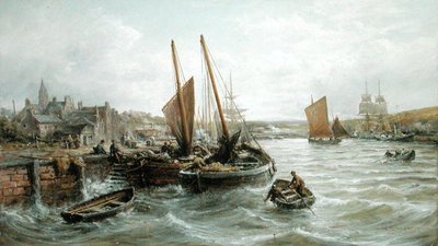 Bateaux de pêche dans le port de Peel, île de Man - William Edward Webb