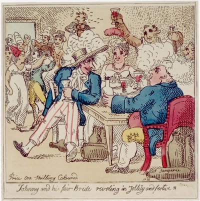Johnny et sa belle mariée se réjouissant dans la gaieté et la fête, de 