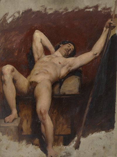 Nu masculin allongé, genou droit levé - William Etty
