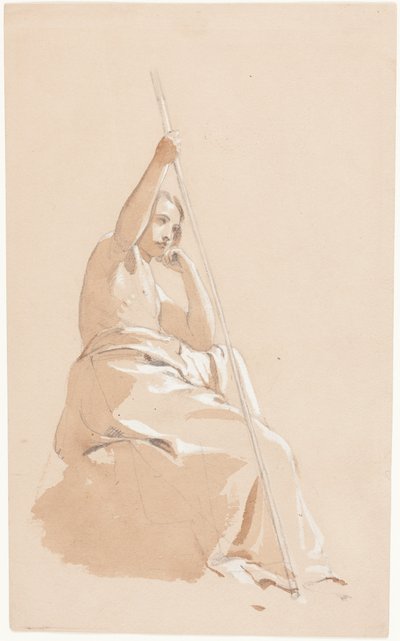 Jeune homme assis tenant un bâton - William Etty