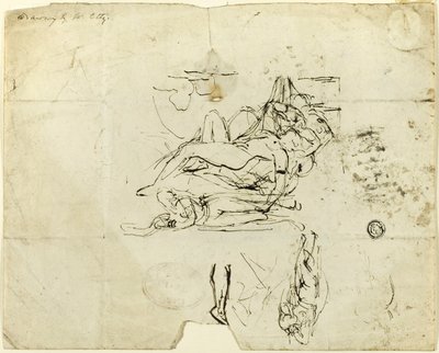 Esquisses de nu féminin allongé et couple amoureux - William Etty