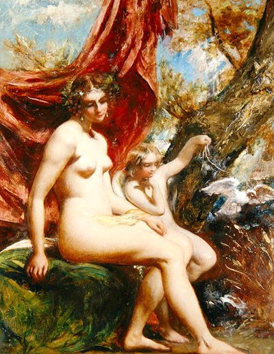 Vénus et Cupidon avec une colombe - William Etty
