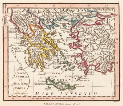 Grèce antique. Mer Égée. Asie Mineure. Carte. - William Faden
