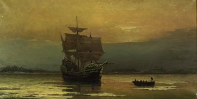 Le Mayflower à son arrivée au port de Plymouth, 1882 - William Formby Halsall