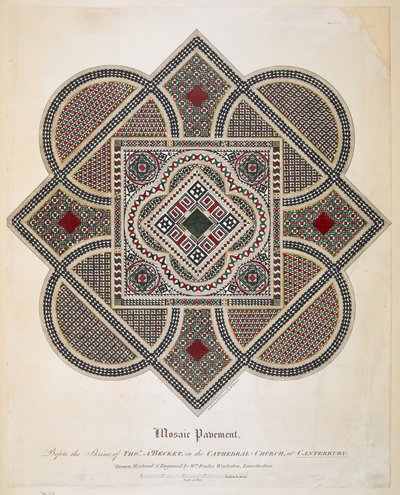Pavement en mosaïque devant le sanctuaire de Thomas A Becket dans la cathédrale de Canterbury - William Fowler