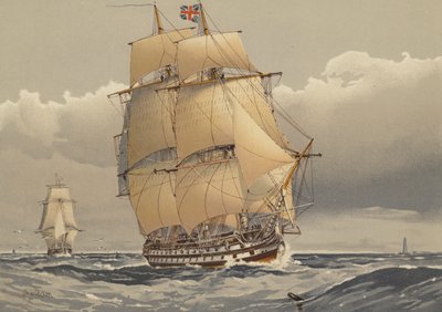 Navire de ligne de 74 canons, vers 1794 - William Frederick Mitchell