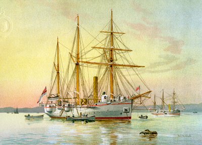 HMS Bramble, canonnière de 1ère classe de la Royal Navy, c1890-c1893 - William Frederick Mitchell