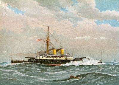 HMS Rodney, cuirassé de 1ère classe de la Royal Navy, vers 1890-1893 - William Frederick Mitchell