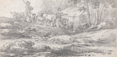 Paysage avec figures et bétail - William Frederick Wells