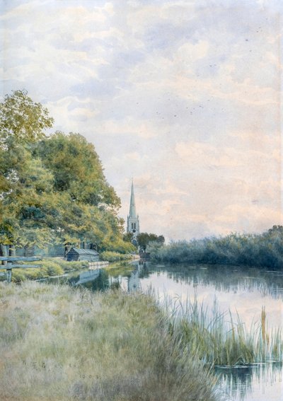Église All Saints depuis le chemin de halage, Hemingford Grey - William Garden Fraser