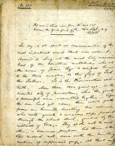 Manuscrit du Sermon No. 159 par William Greenleaf Eliot, 15 avril 1838 - William Greenleaf Eliot