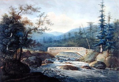Pont couvert sur la rivière Sacandaga, Hadley, NY - William Guy Wall