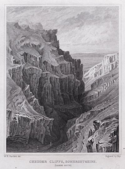 Falaises de Cheddar, Somersetshire, vue vers le sud - William H. Bartlett