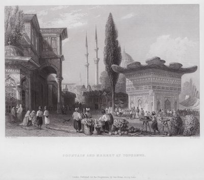 Fontaine et marché à Tophanne - William H. Bartlett