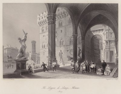 La Loggia di Lanzi, Florence, Italie (gravure) - William H. Bartlett