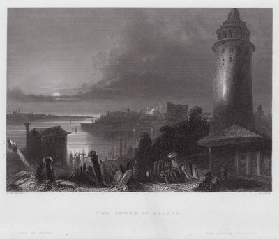 La tour de Galata (gravure) - William H. Bartlett