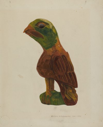 Oiseau sculpté allemand de Pennsylvanie, vers 1939 - William H Edwards