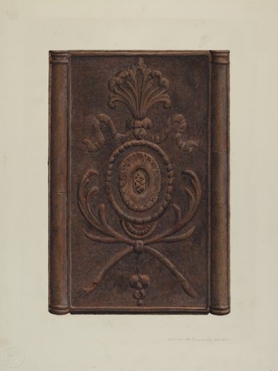 Poêle et plaque allemands de Pennsylvanie, vers 1939 - William H Edwards