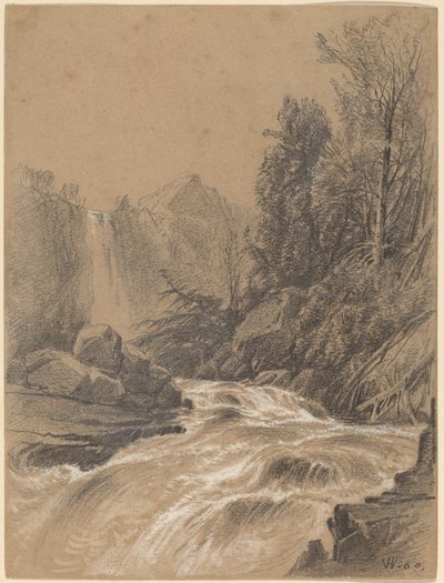 Paysage de montagne, ruisseau et cascade - William Hart