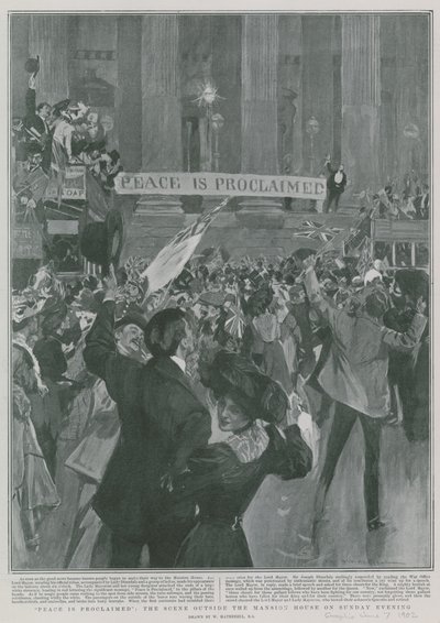 La paix est proclamée : La scène devant le Mansion House le dimanche soir - William Hatherell