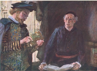 Shakespeare achète un volume à un étal de livres, de My Magazine - William Hatherell