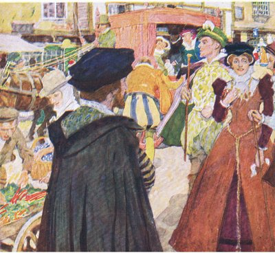 Shakespeare note les modes ridicules des fats sur Ludgate Hill, de My Magazine - William Hatherell