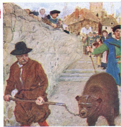 Shakespeare regarde un ours en route vers le Bear Garden à Bankside, de My Magazine, pub. 1922 - William Hatherell