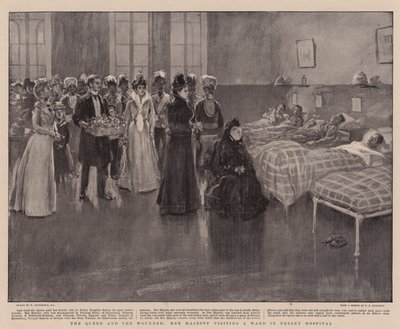 La Reine et les blessés, Sa Majesté visitant une salle à l