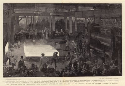 La visite de la reine à Sheffield, Sa Majesté assistant au laminage d