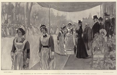 La Réception des infirmières de la Reine à Marlborough House, le défilé devant le pavillon royal - William Hatherell