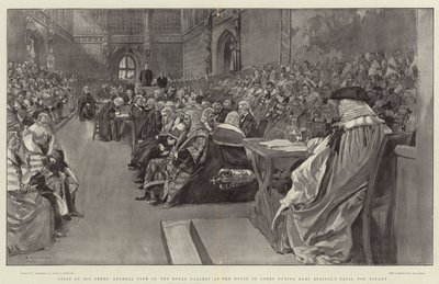 Jugé par ses pairs, vue générale de la galerie royale à la Chambre des Lords lors du procès du comte Russell pour bigamie - William Hatherell
