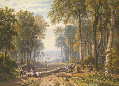 Bûcherons à Park Place, Henley, la Tamise au-delà - William Havell