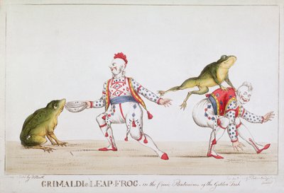 Le saut de grenouille de Grimaldi dans la pantomime comique du Poisson Doré, 1812 - William Heath