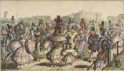 Hommes et femmes en vêtements voyants marchant dans un parc en ville - William Heath