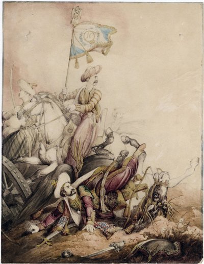 Porte-étendard mamelouk au combat - William Heath
