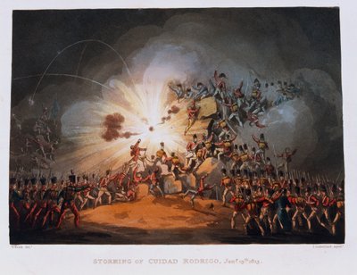 Assaut de Ciudad Rodrigo, 19 janvier 1813, gravé par Thomas Sutherland, publié en 1815 - William Heath