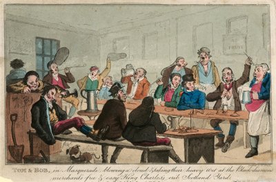 Tom et Bob en mascarade, soufflant un nuage et prenant leur bière forte - William Heath
