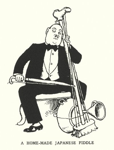 Un violon japonais fait maison (lithographie) - William Heath Robinson