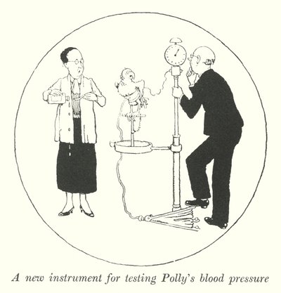 Un nouvel instrument pour tester la pression artérielle de Polly (lithographie) - William Heath Robinson