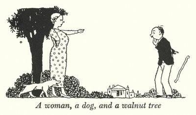 Une femme, un chien et un noyer (lithographie) - William Heath Robinson