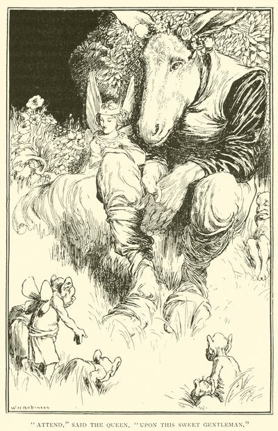 Attendez, dit la Reine, sur ce doux gentilhomme - William Heath Robinson