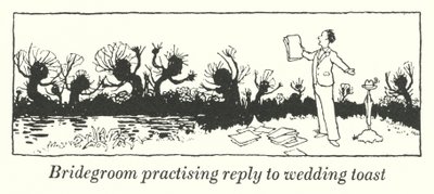 Le marié pratiquant la réponse au toast de mariage - William Heath Robinson