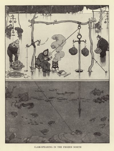 Pêche aux palourdes dans le nord gelé - William Heath Robinson